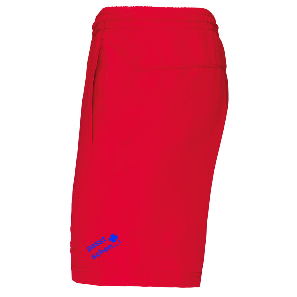 Andy №4 – Rote Sport-Shorts mit blauer Logostickerei