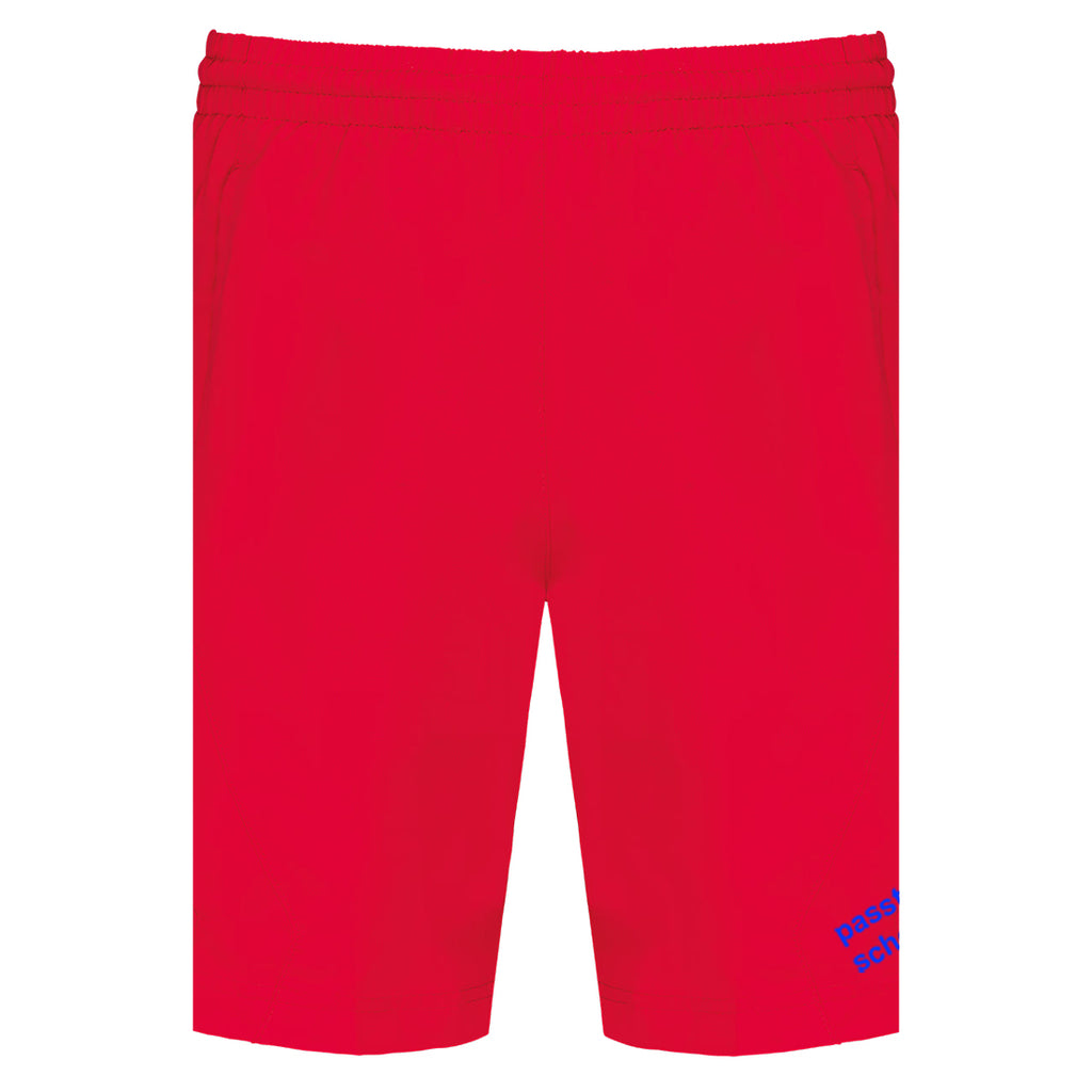 Andy №4 – Rote Sport-Shorts mit blauer Logostickerei