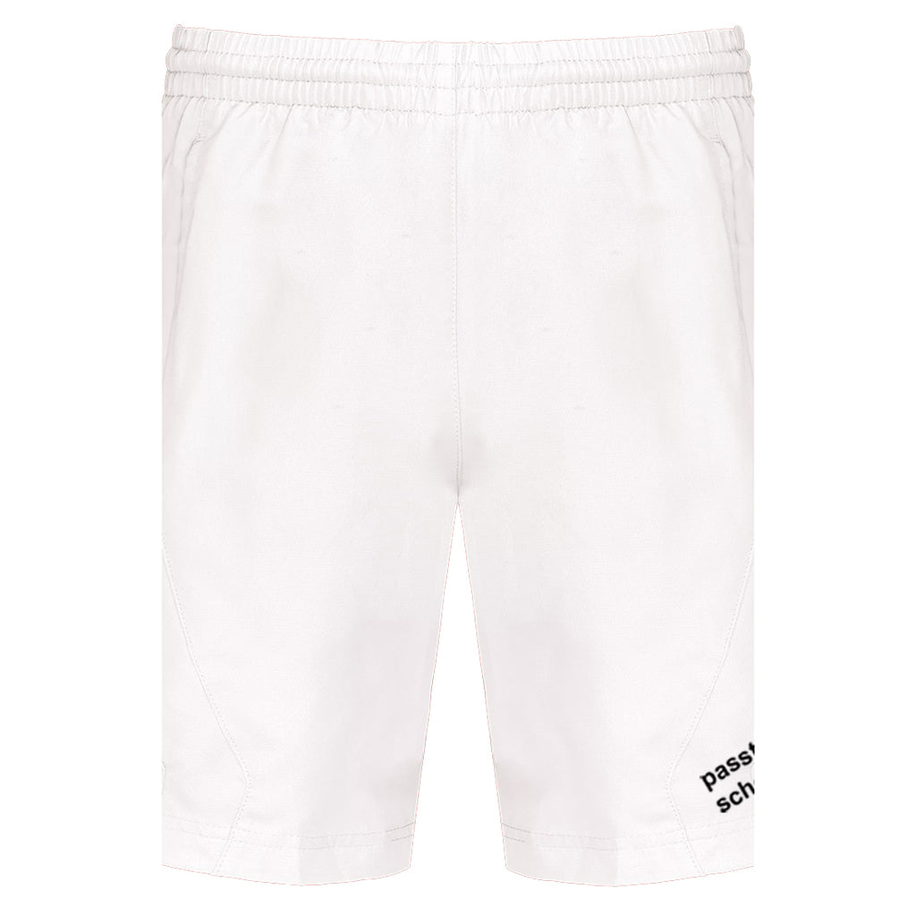 Andy №1 – Weiße Sport-Shorts mit schwarzer Logostickerei