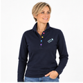 Antonia №3 – Dunkelblaues Langarm-Poloshirt mit hellblauer Logostickerei
