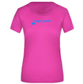 Serena №7 – Pinkes, klassisch geschnittenes Kurzarm-Funktionsshirt mit blauem Druck