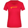 Serena №9 – Rotes, klassisch geschnittenes Kurzarm-Funktionsshirt mit gelbem Druck