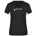 Serena №2 – Schwarzes, klassisch geschnittenes Kurzarm-Funktionsshirt mit weißem Druck
