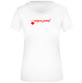 Serena №1 – Weißes, klassisch geschnittenes Kurzarm-Funktionsshirt mit rotem Druck