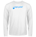 Rafa №1 – Weißes Langarm-Funktionsshirt mit blauem verkehrtem Druck
