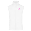 Christl №1 – Weiße, leicht taillierte Fleeceweste mit rosa Logostickerei