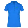 Renate №4 – Blaues, klassisch geschnittenes Kurzarm-Funktionspoloshirt mit grüner Logostickerei