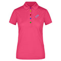 Renate №7 – Pinkes, klassisch geschnittenes Kurzarm-Funktionspoloshirt mit blauer Logostickerei