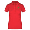 Renate №8 – Rotes, klassisch geschnittenes Kurzarm-Funktionspoloshirt mit grüner Logostickerei