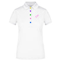 Renate №1 – Weißes, klassisch geschnittenes Kurzarm-Funktionspoloshirt mit pinker Logostickerei