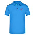 Roger №4 – Blaues Funktions-Poloshirt mit roter Logostickerei
