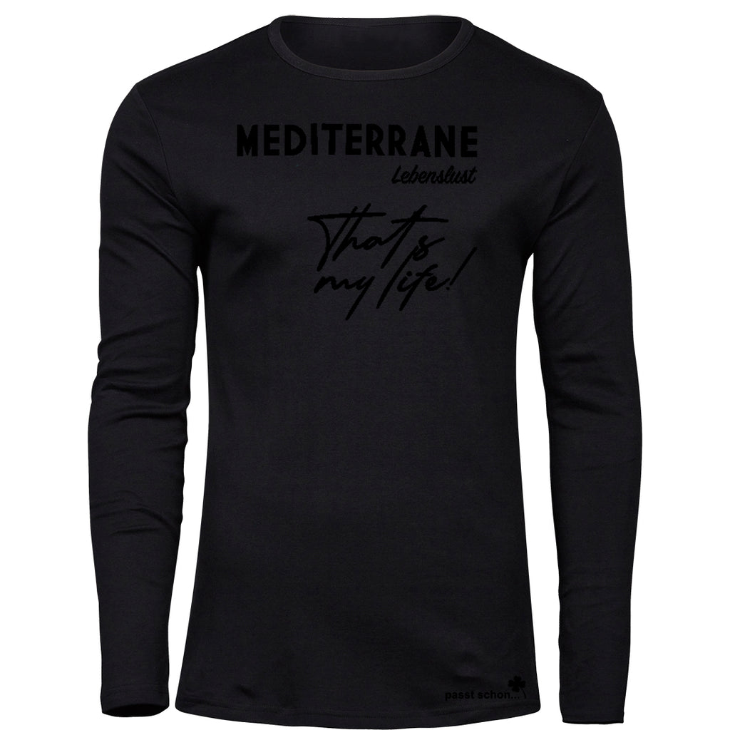 MEDITERRAN Men №4 – Schwarzes Langarm T-Shirt Ton in Ton
