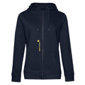 Melanie №3 – Dunkelblaue Kapuzenjacke mit hellgelber Logostickerei