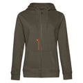 Melanie №6 – Khakifarbene Kapuzenjacke mit oranger Logostickere