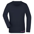 Sibylle №5 – Dunkelblaues Langarm-T-Shirt mit rosa Stick