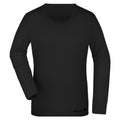 Sibylle №4 – Schwarzes Langarm-T-Shirt mit schwarzem Ton-in-Ton-Stick