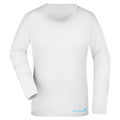Sibylle №1 – Weißes Langarm-T-Shirt mit blauem Stick