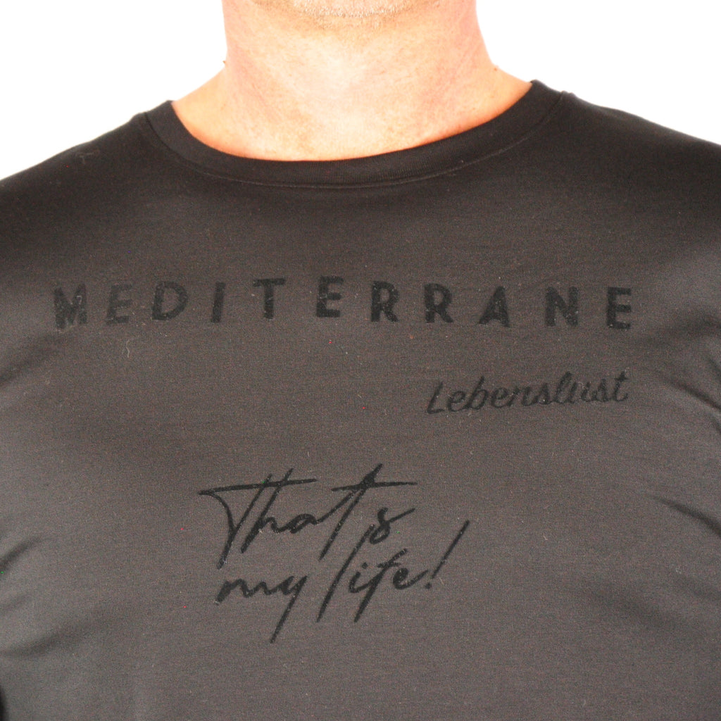 MEDITERRAN Men №4 – Schwarzes Langarm T-Shirt Ton in Ton