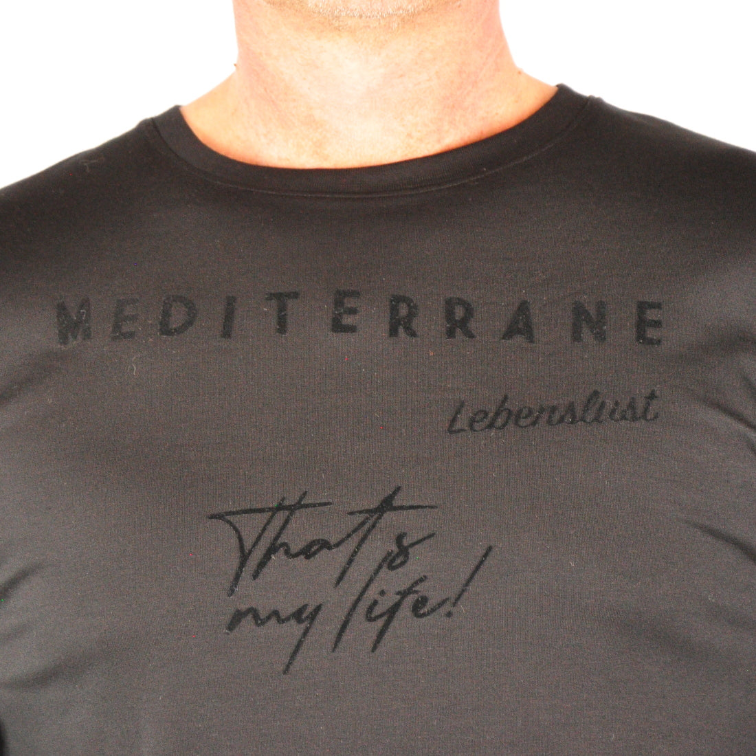 MEDITERRAN Men №4 – Schwarzes Langarm T-Shirt Ton in Ton