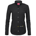 Marry №4 – Schwarze Oxford-Bluse mit dezenter Weiß-Gelb-Stickerei