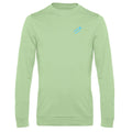 Robert №12 – Hellgrünes leichtes Sweatshirt mit blauer Logostickerei