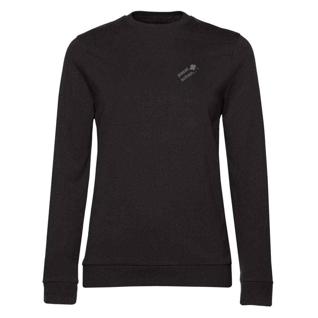 Anna №2 – Schwarzer Light Sweater mit grauer Logostickerei
