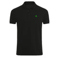 BLACK AND WHITE №6 – Schwarzes Herren Poloshirt mit Vierklee-Stick