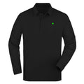 BLACK AND WHITE №8 – Schwarzes Herren Langarm-Poloshirt mit Vierklee-Stick