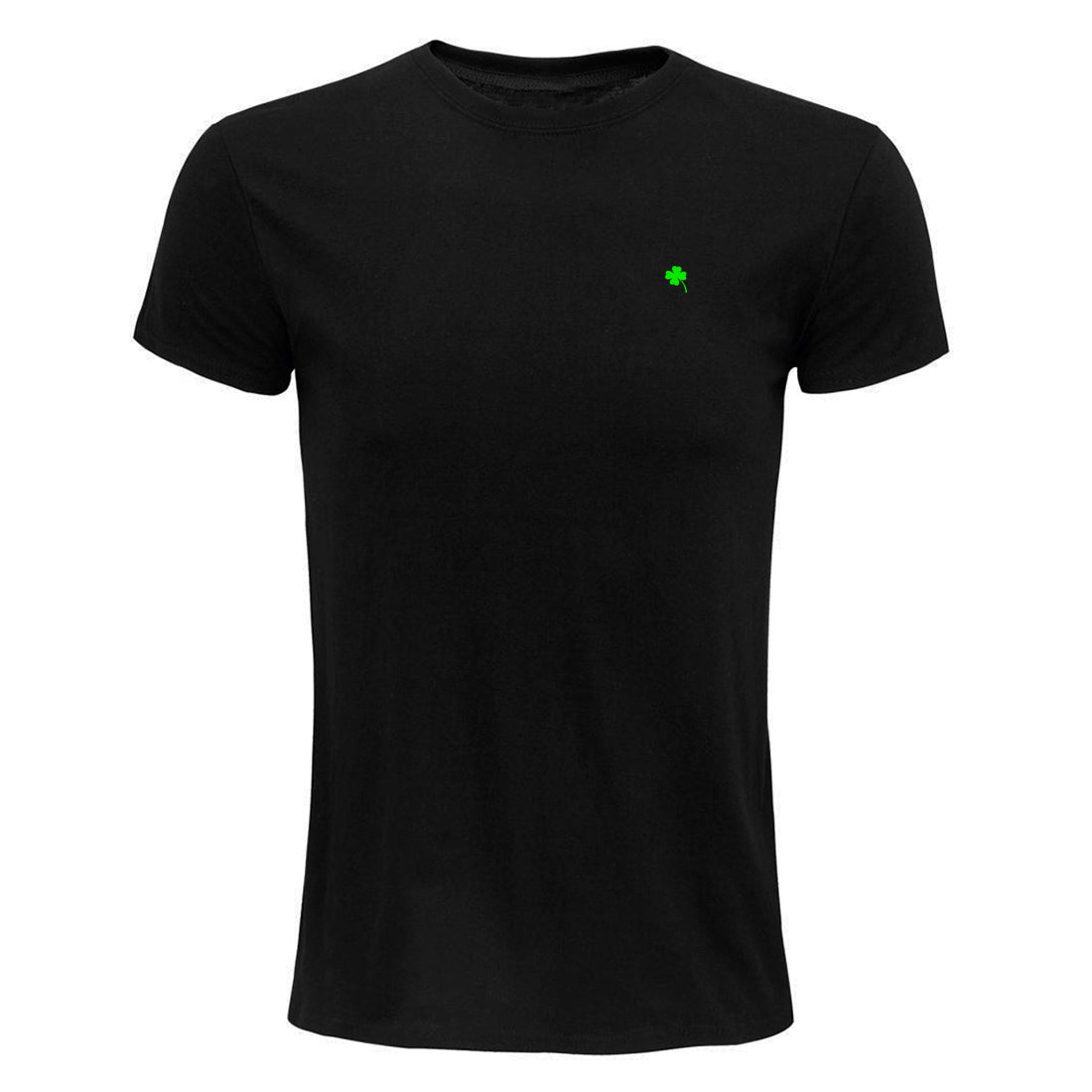 BLACK AND WHITE №2 – Schwarzes Herren T-Shirt mit Vierklee-Stick