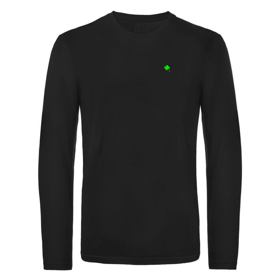 BLACK AND WHITE №4 – Schwarzes Herren Langarm T-Shirt mit Vierklee-Stick
